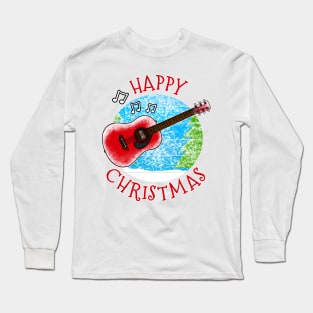 Christmas Acoustic Guitar Guitarist Musician Xmas 2022 Long Sleeve T-Shirt
